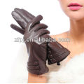 fashion sheepskin leather gloves with sewing machine